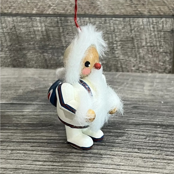 Snow Baby Kathe Wohlfahrt Wood Fur Trim West Germany Eskimo Christmas Ornament - Picture 5 of 12